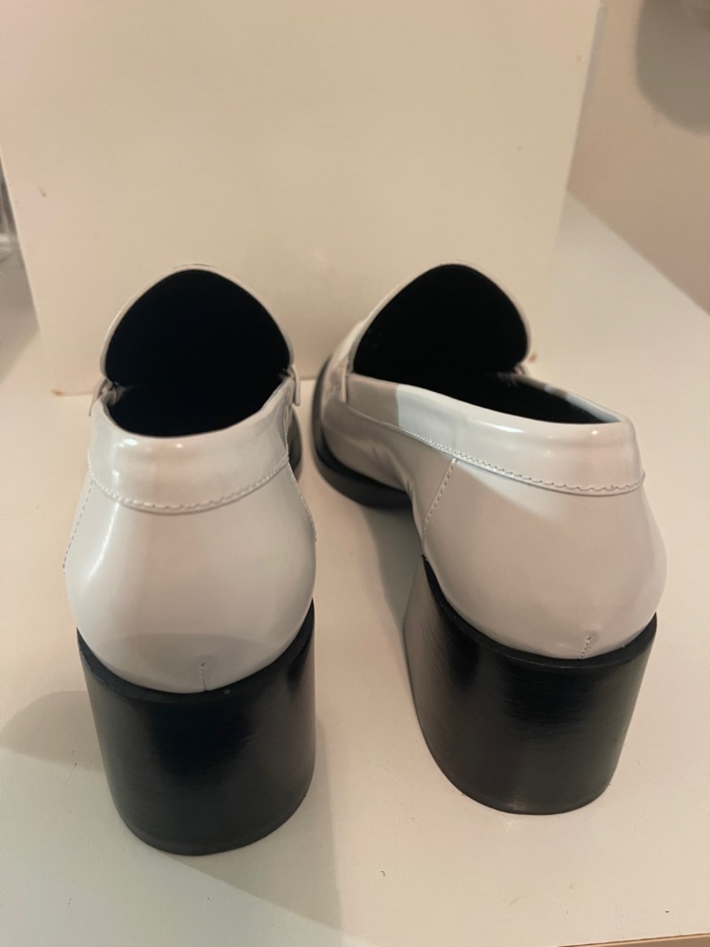 COACH White Natalie  Women’s Leather Penny Loafers with Silver Logo - Picture 3 of 7